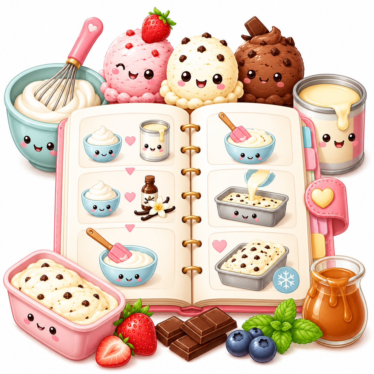 No-Churn Ice Cream Recipe Sheets